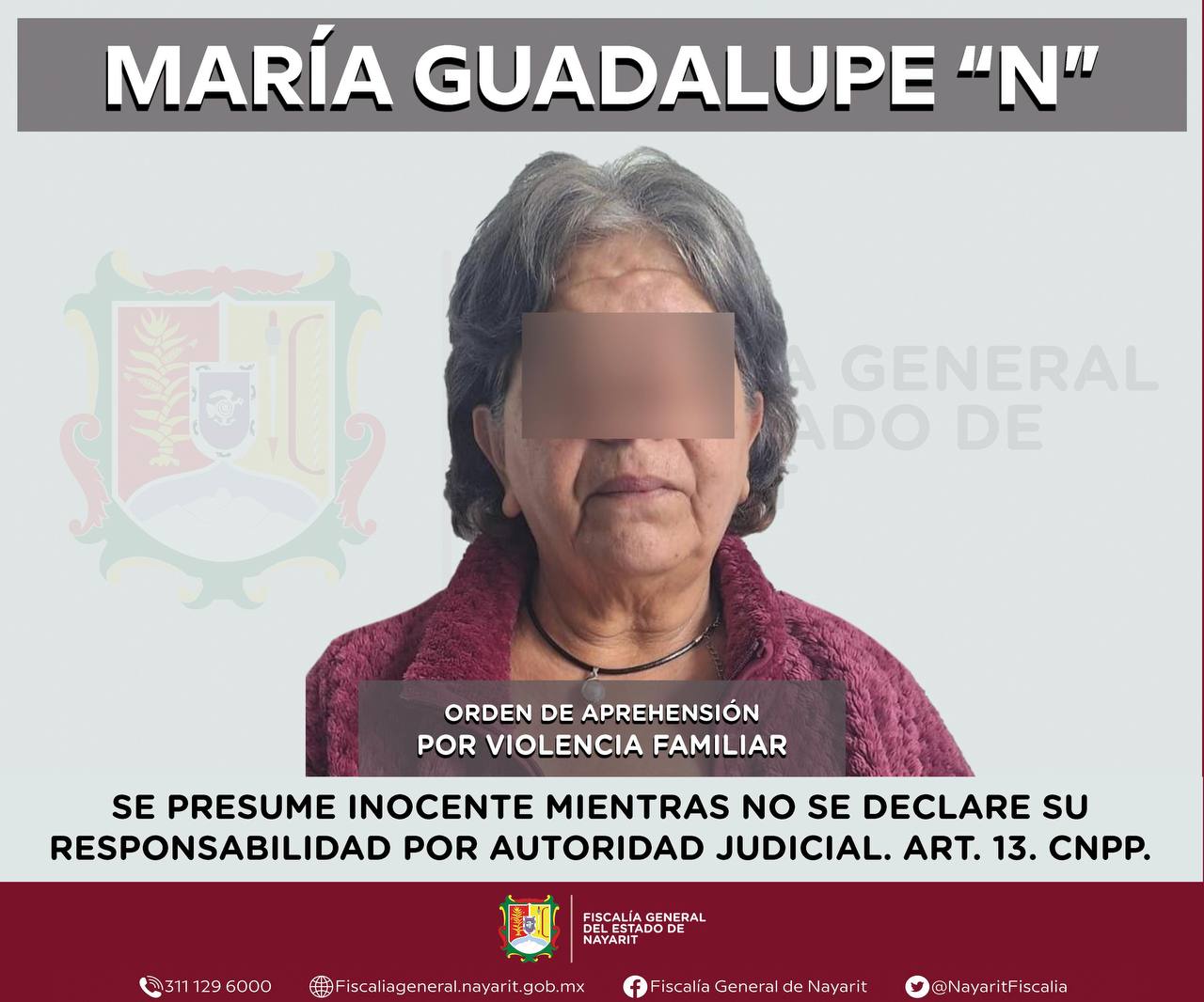 APREHENDIDA PRESUNTA RESPONSABLE DE VIOLENCIA FAMILIAR.