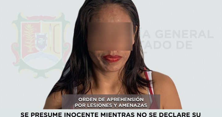 APREHENDIDA POR LOS DELITOS DE LESIONES Y AMENAZAS.