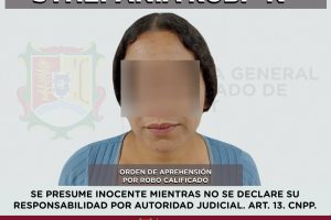 APREHENDIDA POR SU PROBABLE PARTICIPACIÓN EN EL DELITO DE ROBO CALIFICADO .