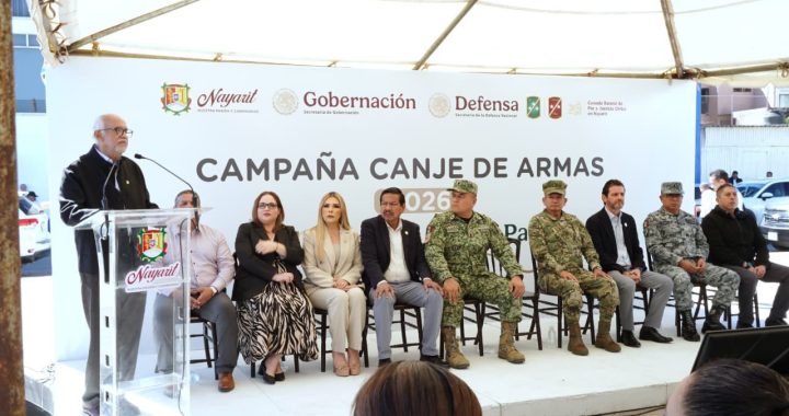 GOBERNADOR MIGUEL ÁNGEL NAVARRO DIO ARRANQUE A CAMPAÑA “CANJE DE 4RMAS 2026”.