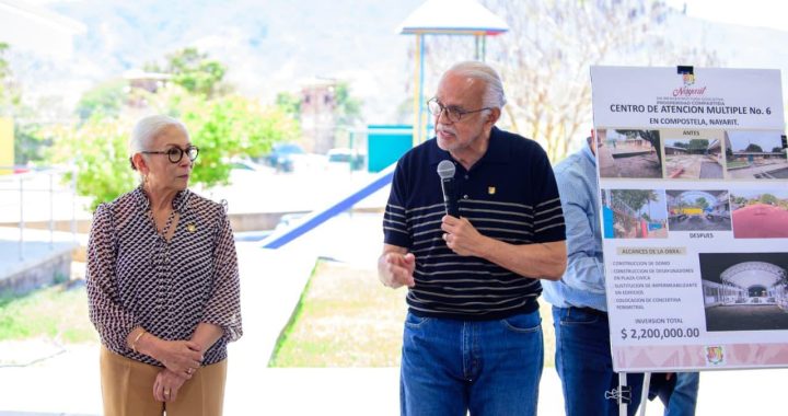 Miguel Ángel Navarro y Beatriz Estrada fortalecen infraestructura educativa en el CAM No. 6 de Compostela.