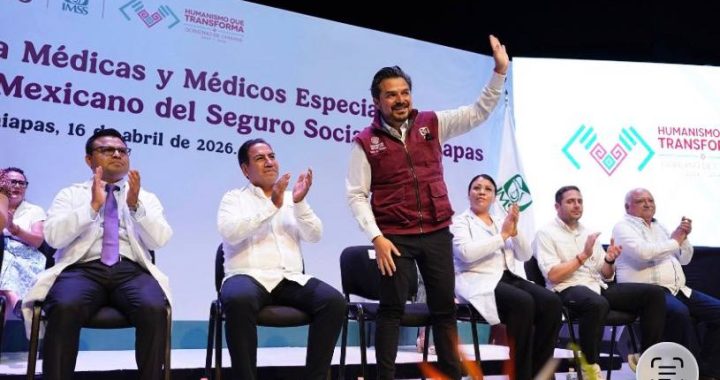 Zoé Robledo y gobernador Eduardo Ramírez dan la bienvenida a 371 médicos especialistas que se incorporan al IMSS Chiapas.