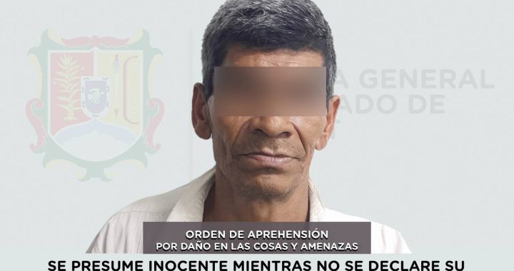 ES CAPTURADO PRESUNTO RESPONSABLE DE DAÑO EN LAS COSAS Y AMENAZAS.