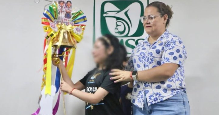 Tocan la campana nueve pacientes del OncoCREAN del IMSS Nayarit tras concluir tratamiento.