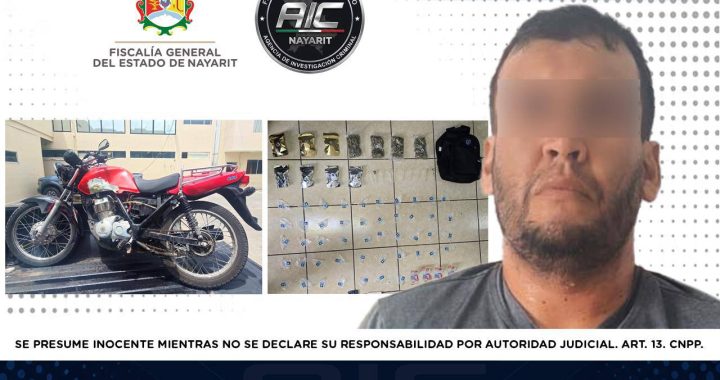 DETENIDO EN FLAGRANCIA POR DELITOS CONTRA LA SALUD EN TEPIC.